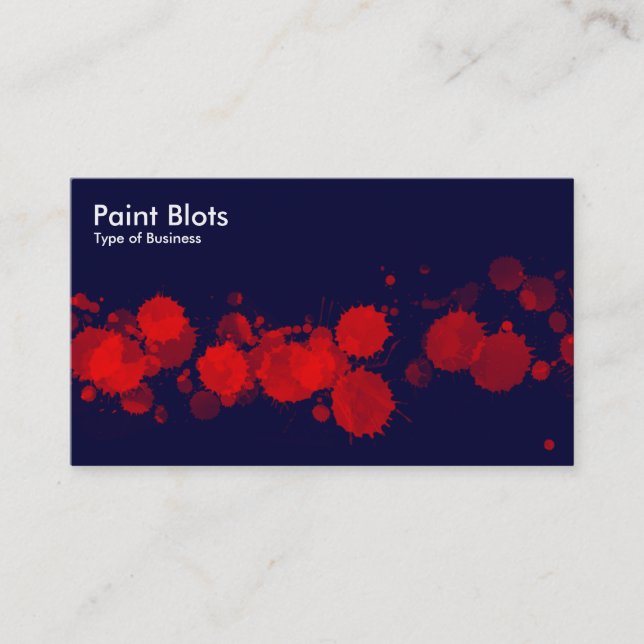 Paint Blots - Red on Dk Navy Business Card (Front)