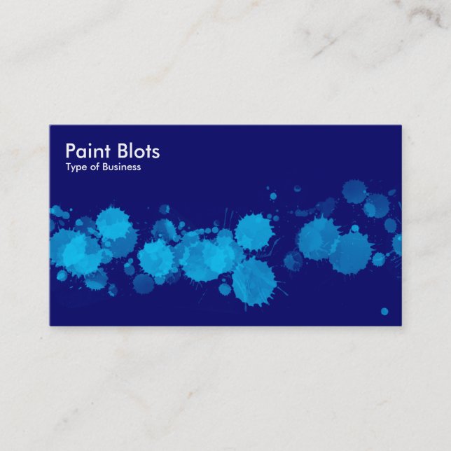 Paint Blots - Sky Blue on Navy Business Card (Front)