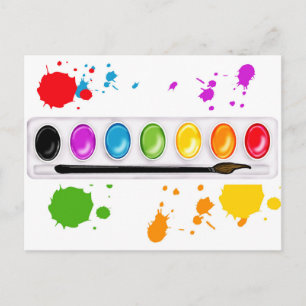 paint box with splatters postcard