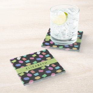 Paint Brush, Colourful Brush Strokes, Your Name Glass Coaster