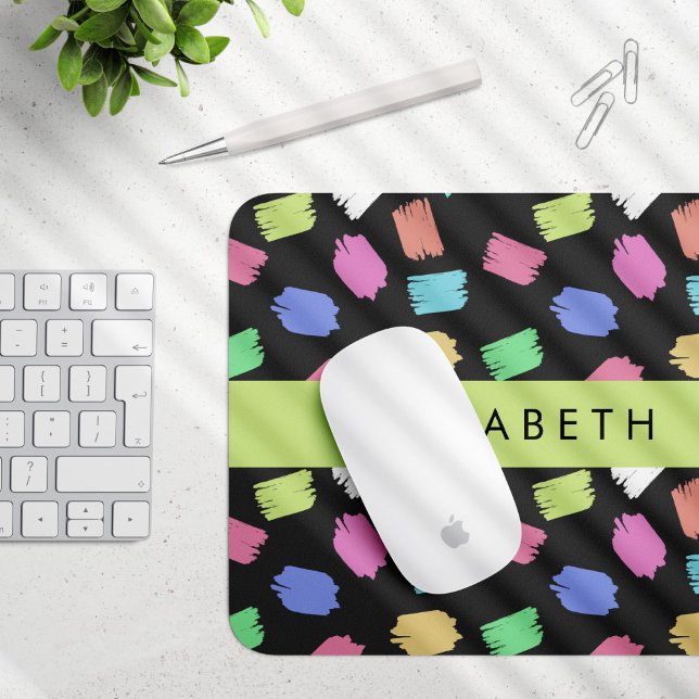 Paint Brush, Colourful Brush Strokes, Your Name Mouse Pad (Creator Uploaded)