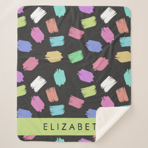 Paint Brush, Colourful Brush Strokes, Your Name Sherpa Blanket