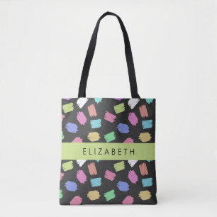 Paint Brush, Colourful Brush Strokes, Your Name Tote Bag