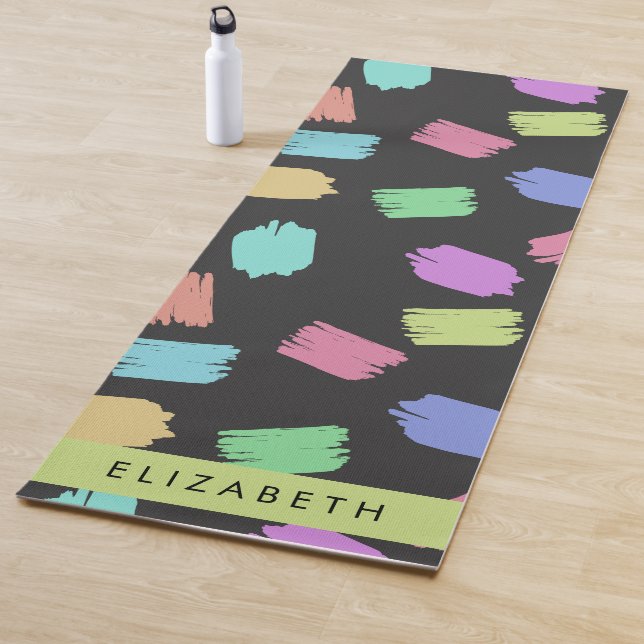 Paint Brush, Colourful Brush Strokes, Your Name Yoga Mat (In Situ)
