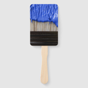 Paint Brush Dripping Blue Paint Hand Fan