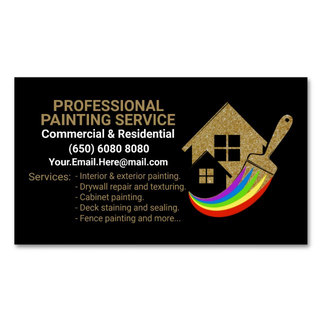 Paint Brush Painter House Painting Magnetic Business Card (Front)