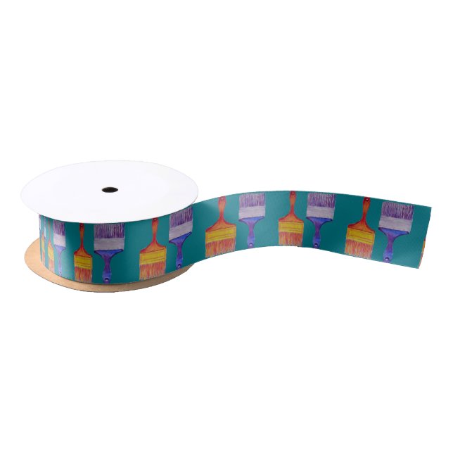 paint brush pattern ribbon satin ribbon (Spool)