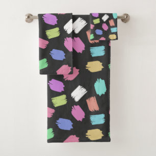 Paint Brush Strokes, Colourful Brush Strokes Bath Towel Set