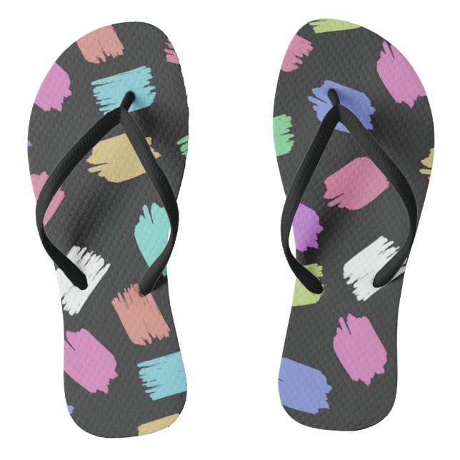 Paint Brush Strokes, Colourful Brush Strokes Jandals (Footbed)