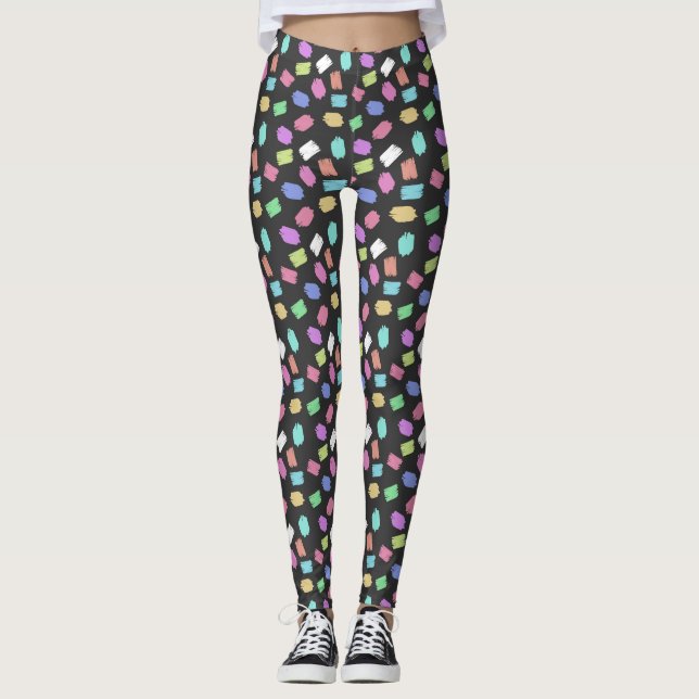 Paint Brush Strokes, Colourful Brush Strokes Leggings (Front)