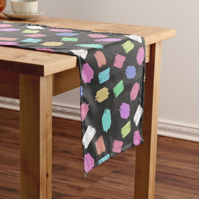 Paint Brush Strokes, Colourful Brush Strokes Medium Table Runner (In Situ)