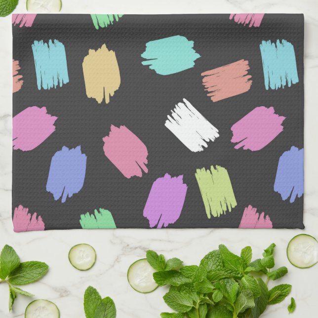 Paint Brush Strokes, Colourful Brush Strokes Tea Towel (Folded)