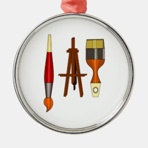 Paint Brushes and Art Easel Metal Tree Decoration