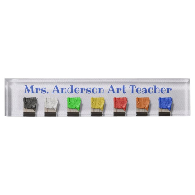 Paint Brushes Personalise Desk Name Plate (Front)