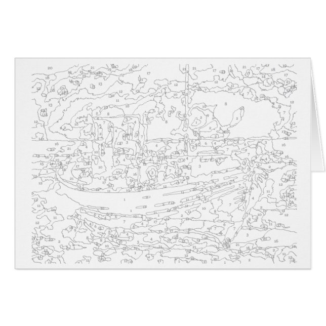 Paint by Numbers Card: Boat (Front Horizontal)