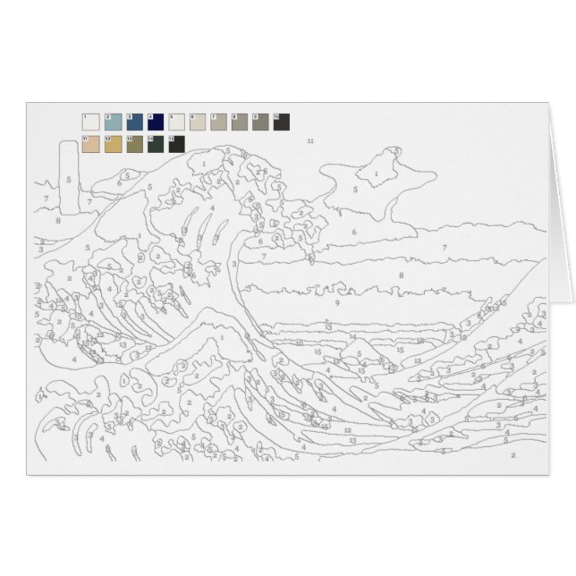 Paint by Numbers Card: The Great Wave off Kanagawa (Front Horizontal)