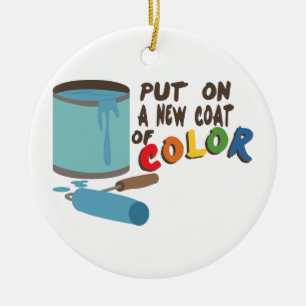 Paint Can And Roller Ceramic Tree Decoration