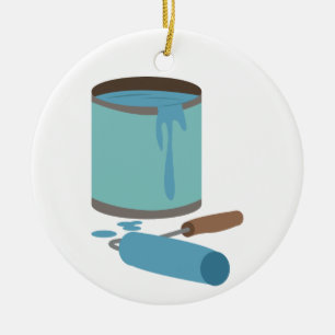 Paint Can and Roller Ceramic Tree Decoration