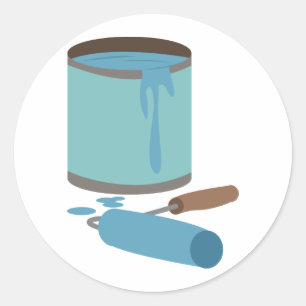 Paint Can and Roller Classic Round Sticker