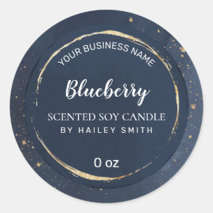 Paint Circle Gold And Navy Blue Soy Candle Classic Round Sticker