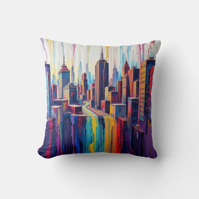 Paint CIty & Magic Wolf Pillow (Front)
