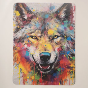 Paint Drip Artistic Wolf Sherpa Blanket