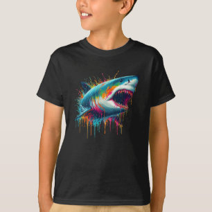 Paint Drip Great White Shark T-Shirt