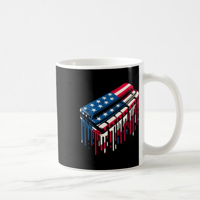 Paint Drip Harmonica American Usa Flag 4th Of July Coffee Mug (Right)