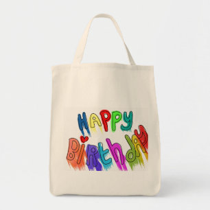 Paint Dripping Happy Birthday Grocery Tote Bag