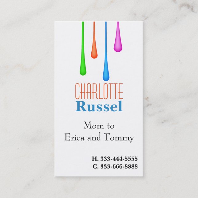 Paint Drips Mummy Calling Card (Front)