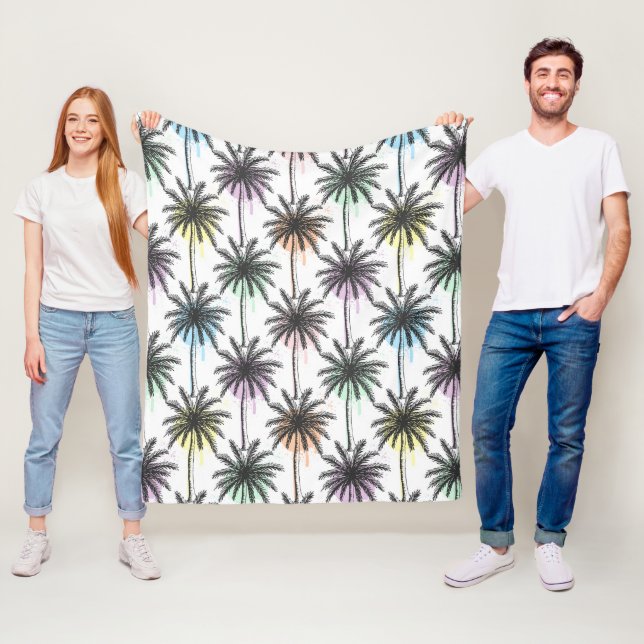 Paint Drop Palm Tree Pattern Fleece Blanket (In Situ)