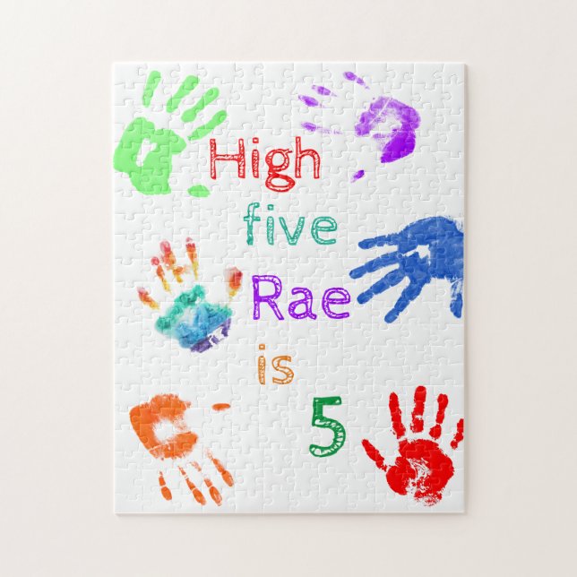 Paint Handprints Birthday with Personalised Name   Jigsaw Puzzle (Vertical)