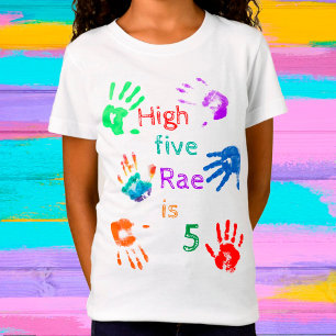 Paint Handprints Birthday with Personalised Name T-Shirt