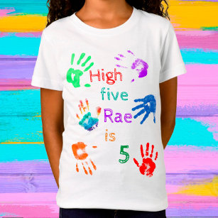 Paint Handprints Birthday with Personalised Name   T-Shirt
