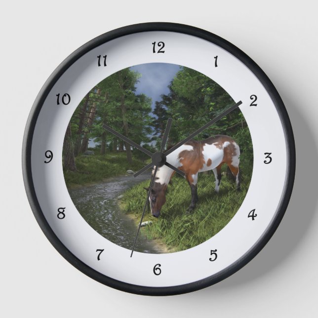 Paint Horse by the Forest Stream Clock (Front)