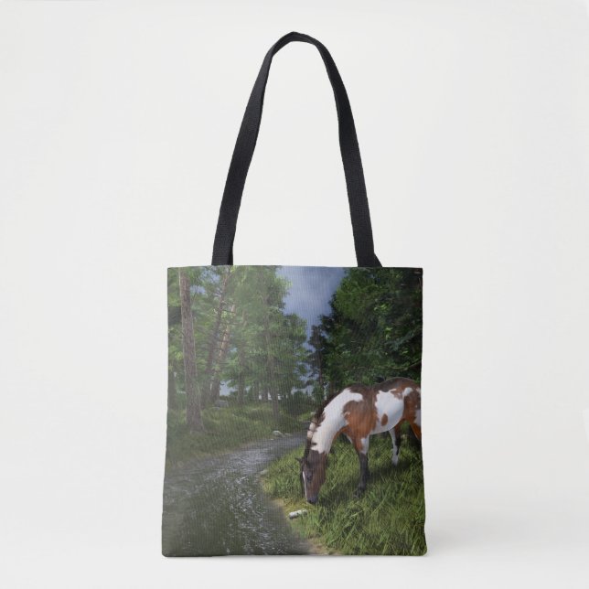 Paint Horse by the Forest Stream Tote Bag (Front)