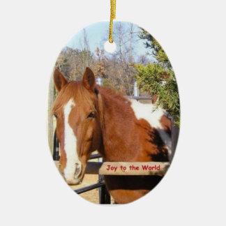 Paint Horse Christmas Ornament: Joy to the World Ceramic Tree Decoration