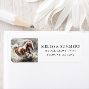 Paint Horse Galloping Art Return Address