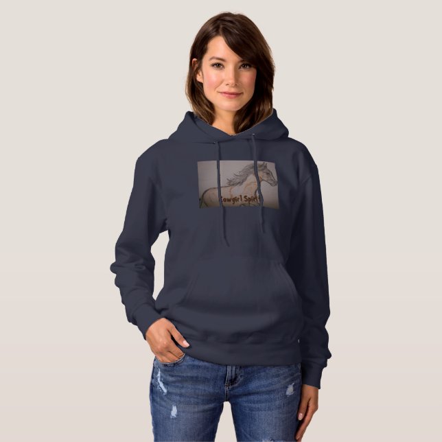 Paint Horse Galloping Cowgirl Spirit Hoodie (Front Full)
