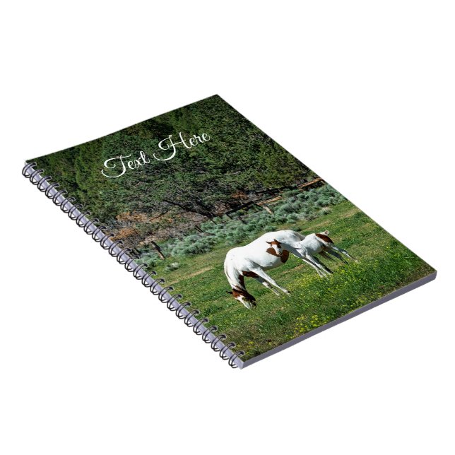 Paint Horse Mare and Foal Personalised Spiral Notebook (Right Side)