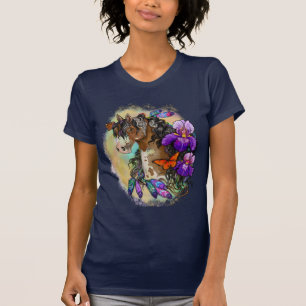 Paint Horse Mustang with Iris and butterflies T-Sh T-Shirt