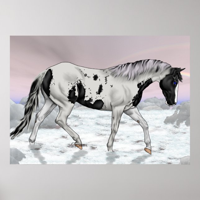 Paint Horse Mystical Clouded Landscape Poster (Front)
