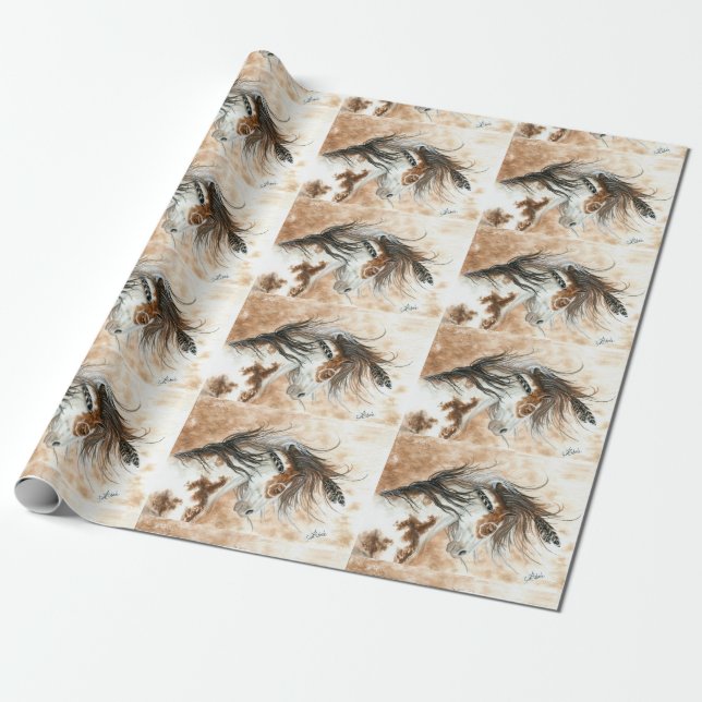 Paint Horse Pony Gift Wrap - BiHrLe Wrapping Paper (Unrolled)