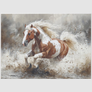 Paint Horse Running Through Water Decoupage Tissue Paper