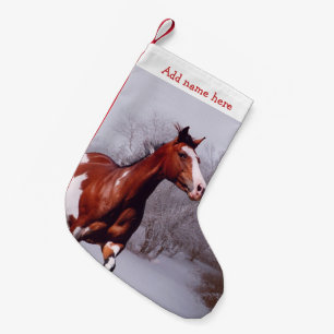Paint Horse snow Christmas Stocking
