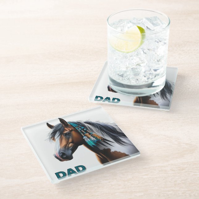 Paint Horse with Native Beads Glass Coaster (Angled)