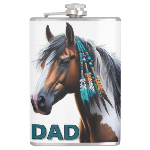 Paint Horse with Native Beads Hip Flask