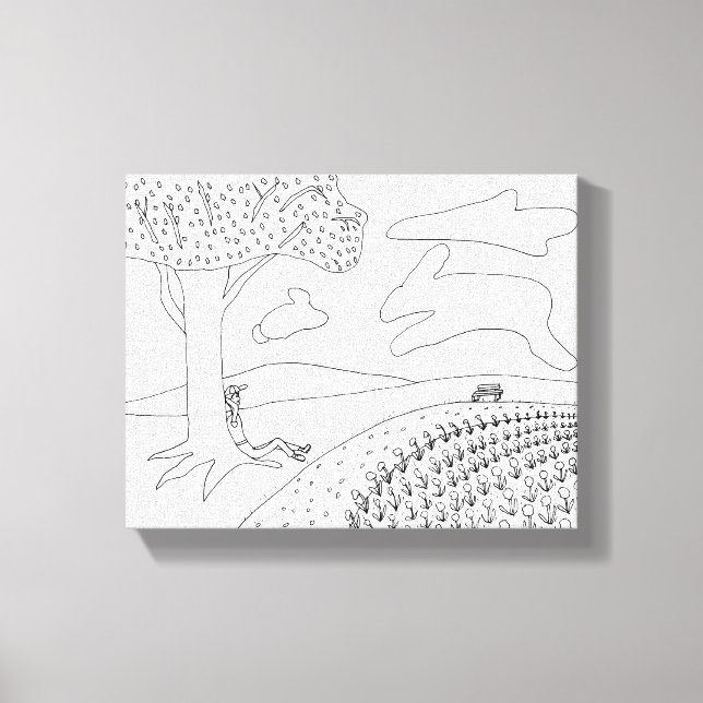 Paint It Boy Cloud Gazing in Park Drawing onCanvas Canvas Print (Front)