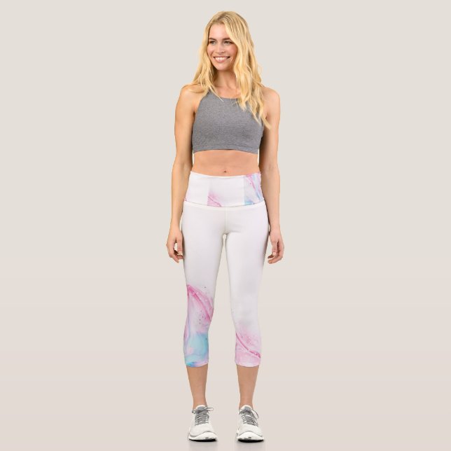 Paint marble High Waisted Capris (Front)