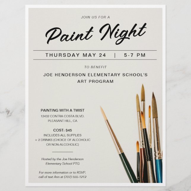 Paint Night Fundraiser Flyer (Front)